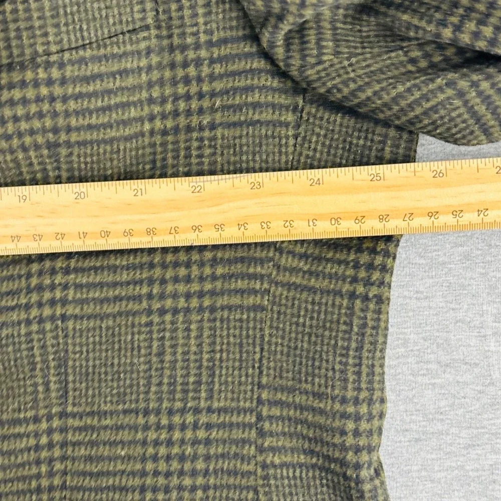 Gianfranco Ruffini Italy Plaid Tweed Cashmere Blend Blazer Olive Green Plaid 48